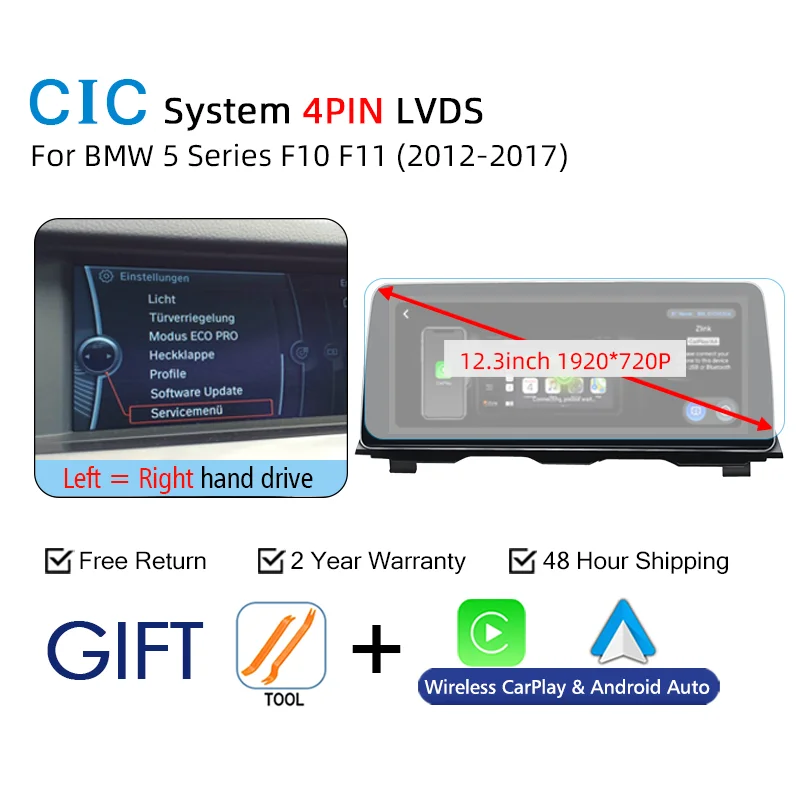 

Беспроводной плеер Carplay для BMW 5 серии F10 F11 F18 2011-2017, автомобильный экран, стерео GPS-навигация, авто радио