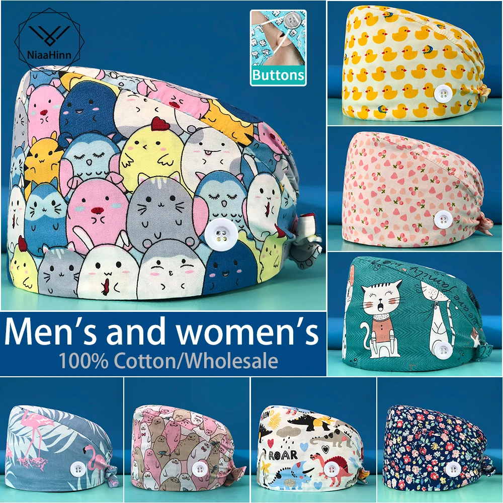 

Beautician Dental Hospital Adjustable Spa Lab Nursing Scrub Caps Medical Nurses Hats for Women Men Scrub Cap Medical Accessories