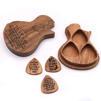 guitar picks iron pick box with 3pcs different wood picks mediator accessories