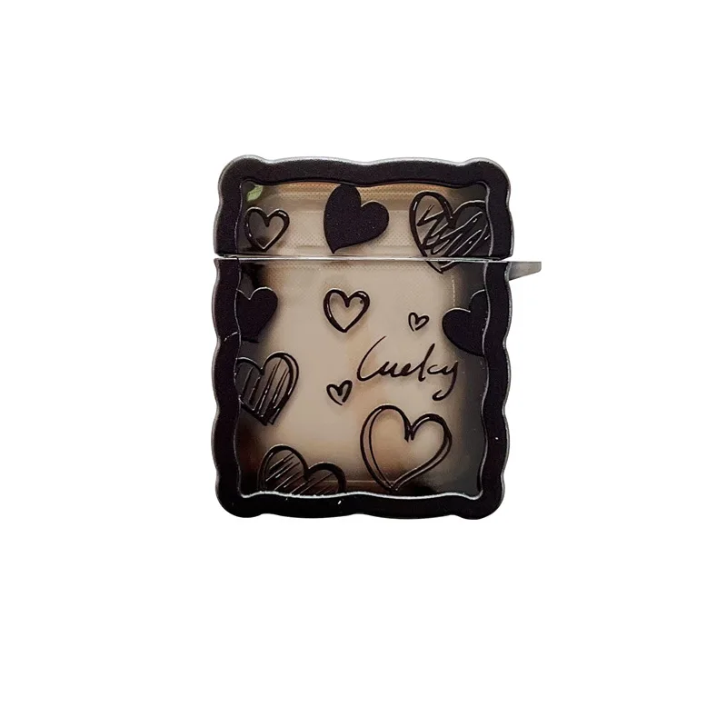 

For AirPods 1 2 3 Pro Case Black Heart Love Lucky Retro Headphone Earphone Case For Apple Airpod Cases Charging Box Cover Funda