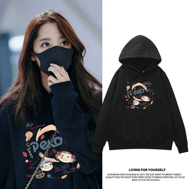 

Hooded Sweatshirts Cartoon Cute Wind Pure Cotton Hoodies Women Warm Long Sleeve Pullovers Loose Autum Winter Sweatshirts