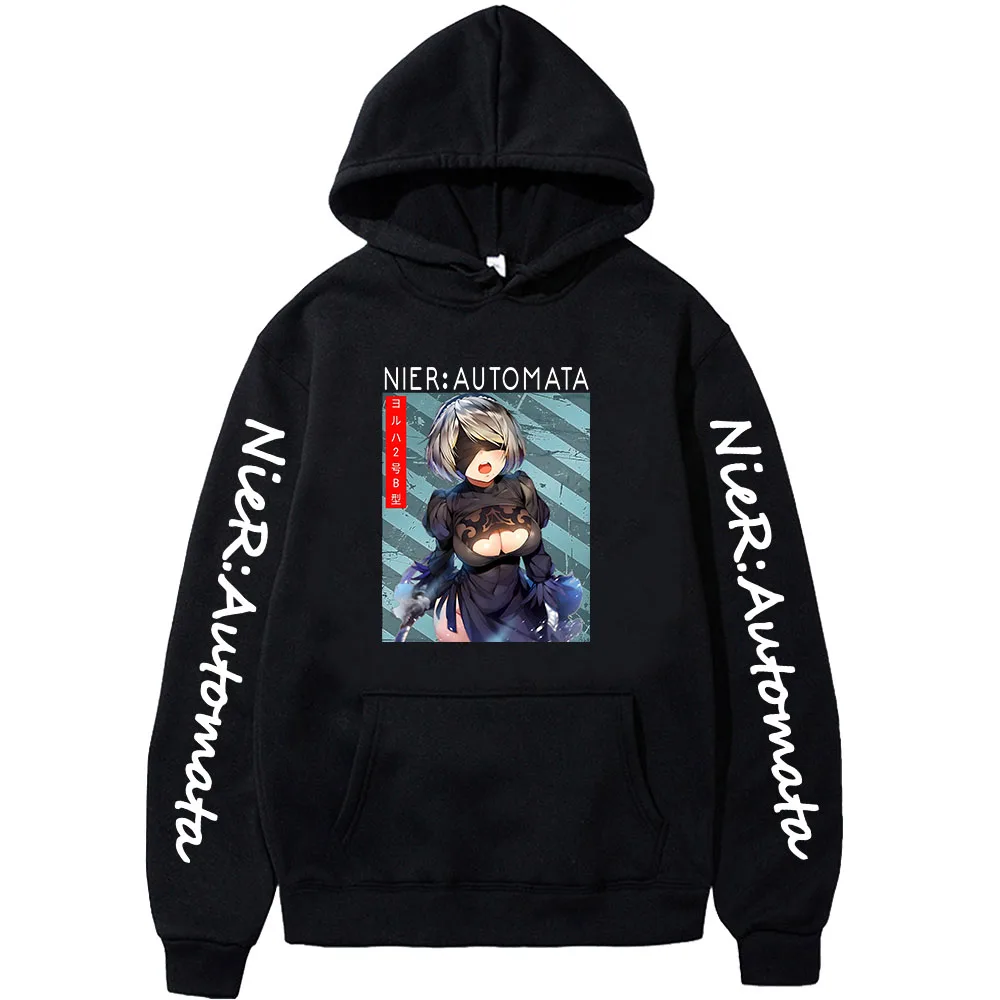 

Nie RAutomata 2B Fashion Anime Hoodies Cute Manga Sweatshirts Harajuku Casual Men/women Clothes High Street Pocket Streetwear