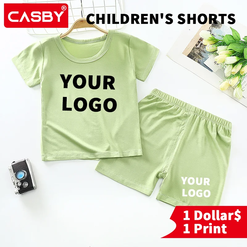 

Toddler Boys Girls Summer Sport Clothes Kids Solod Color Cotton Casual Crewneck Short Sleeve T-Shirt + Shorts Children Outfits