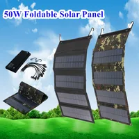 50W 5V Solar Panel Sun Power Solar Cells Bank Pack USB 10 in1 USB Cable Waterproof for Phone Backpack Camping Hiking