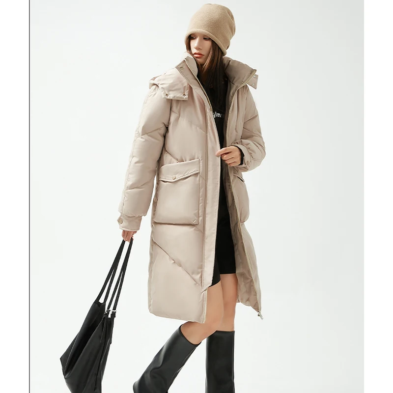 Fashion Women's Warm Long Cotton Clothes Loose Casual Thicken Long Sleeve Solid Parka All-match Women Winter Down Padded Jacket