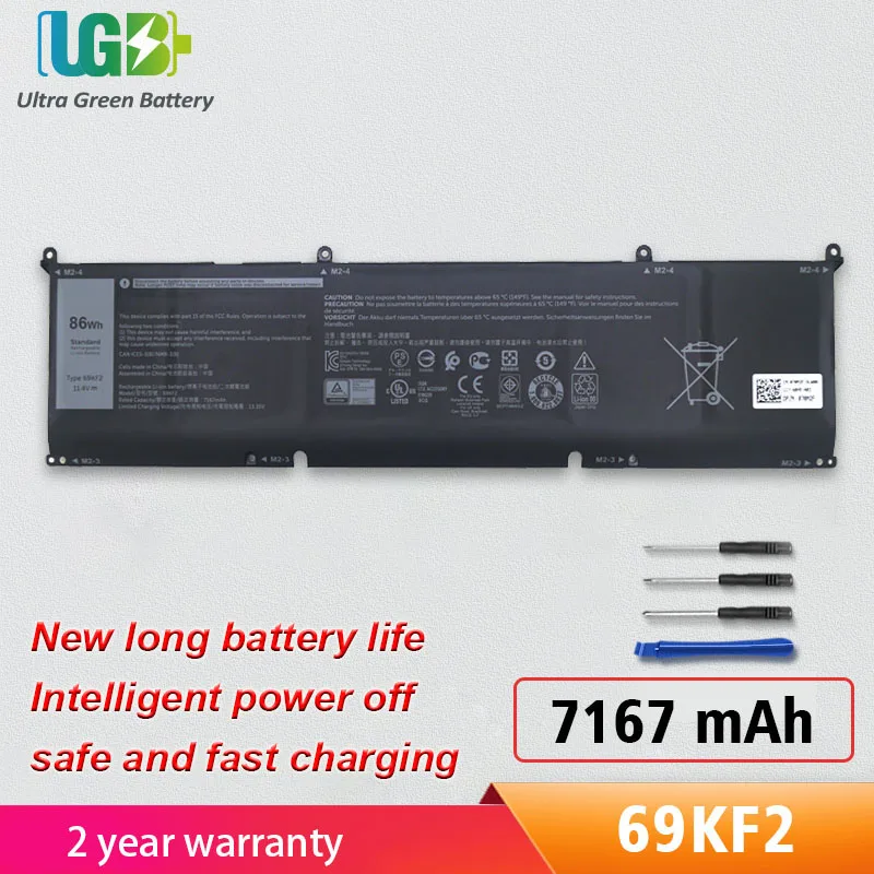 UGB New 69KF2 Battery For Dell Alienware M15 M17 R3 XPS 15 9500 G7 7500 5550 P100F P45E P91F DVG8M P8P1P Laptop Battery