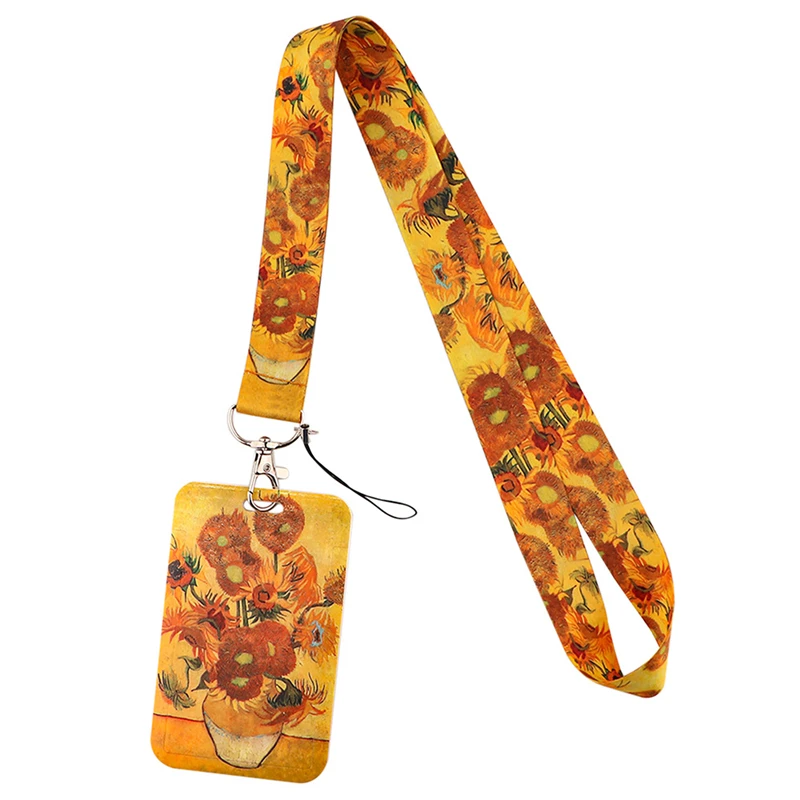 

Van gogh Starry Sky Sunflowers Lanyards Cool Neck Strap webbings ribbons Phone Keys ID Card Holder Lanyard Keys DIY Hang Ropes