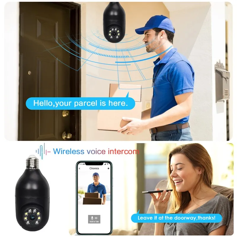 200W E27 Bulb Infrared Night Vision IP Camera Smart Home Security Baby Monitor Wifi Digital Zoom 2PM CCTV Surveillance | Безопасность и
