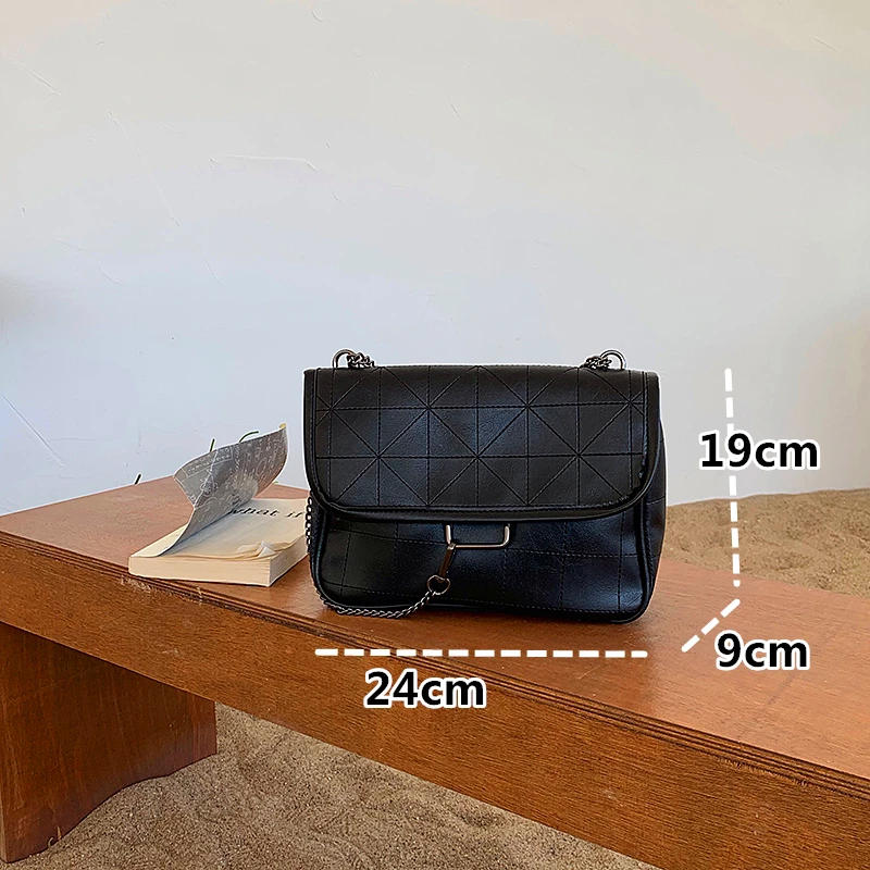 2022 Women's Shoulder Bag Pu Leather Lingge Pattern Women's Straddle Small Bag Brand Designer Simplicity Girl's Purse Handbag