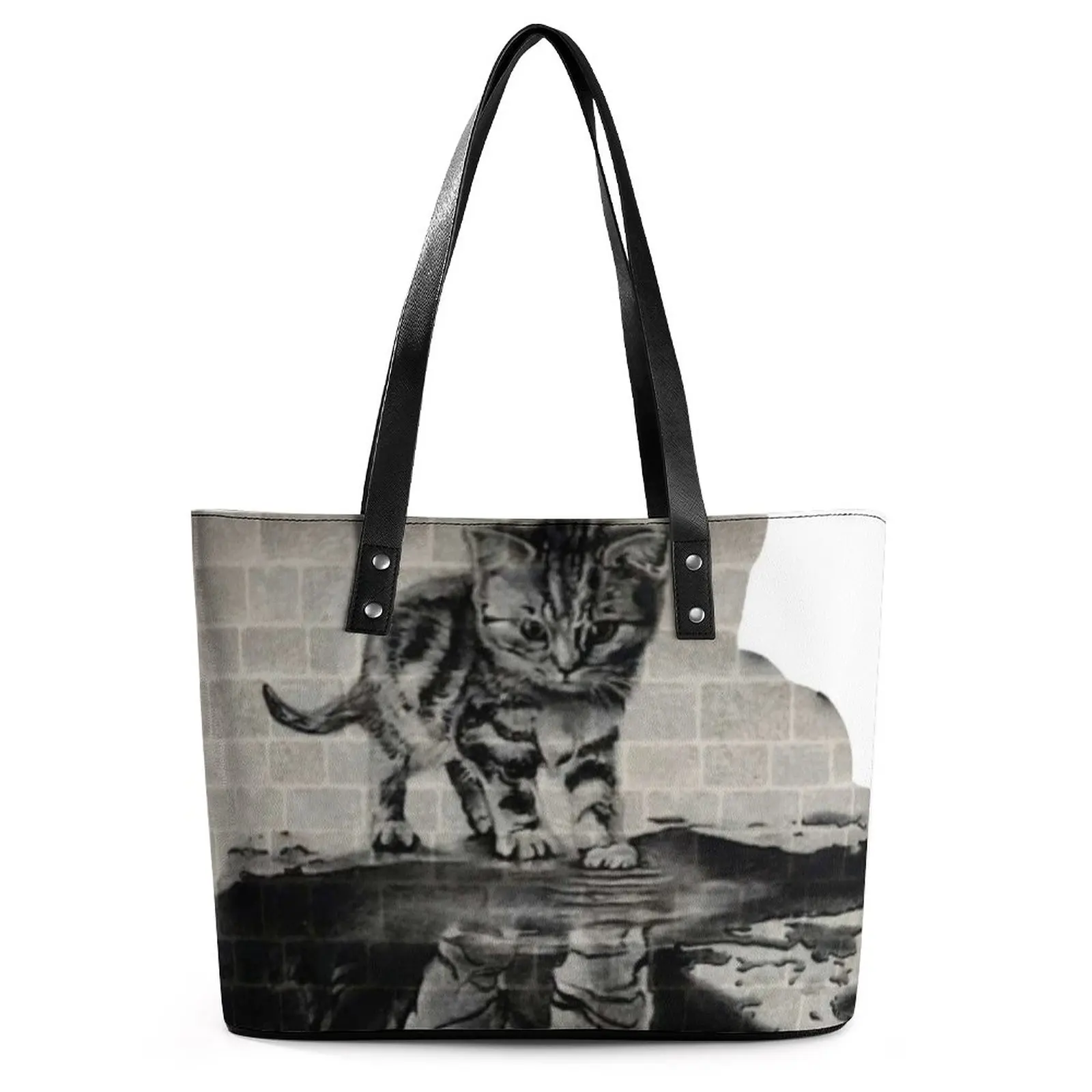 

Сумки с изображением котят-тигра, сумка-тоут с ручкой в виде животного, модные женские пляжные сумки-шопперы с рисунком