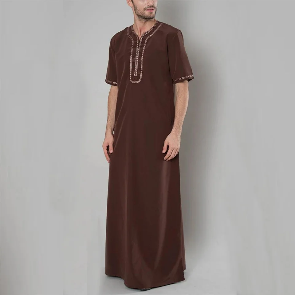 Muslim Men Clothing Abaya Islam Musulmane Pour Homme Kaftan Leisure Jubba Thobe Fashion Saudi Arabia Pakistan Dubai Islamic Robe
