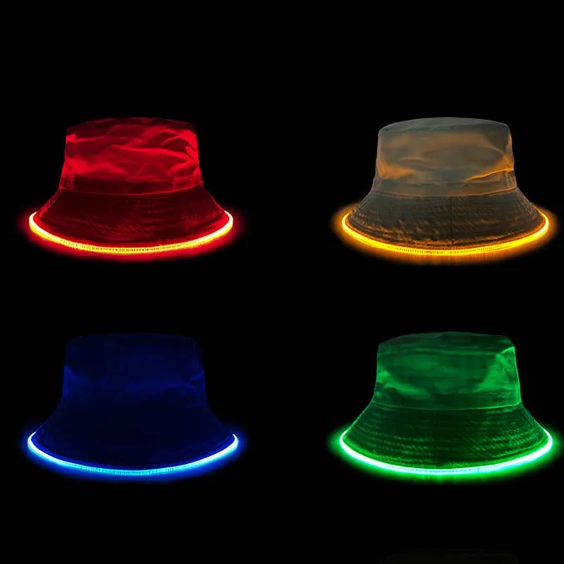 

Панама со светящимися полями для взрослых и мужчин, шляпа в стиле хип-хоп, круглый верх, рыбацкая Кепка для бара, вечеринки, дня рождения, кон...