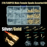 270315pcs insulated male female connectors wire crimp electric terminal spade connectors insert assorted kit 2 84 86 3mm