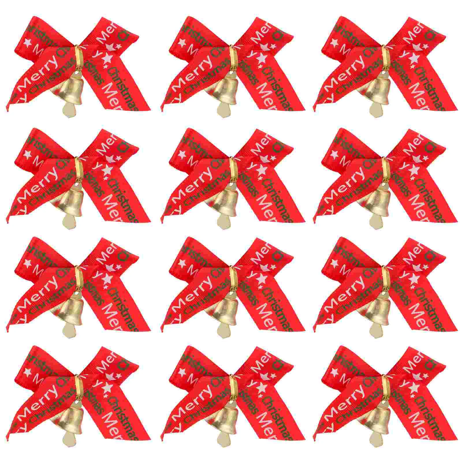 

Christmas Bow Bows Ribbon Bellsgift Wrappinggarland Bell Craft Ornament Mini Box Favors Jute Knotjingle Ornaments Bowknot Tree