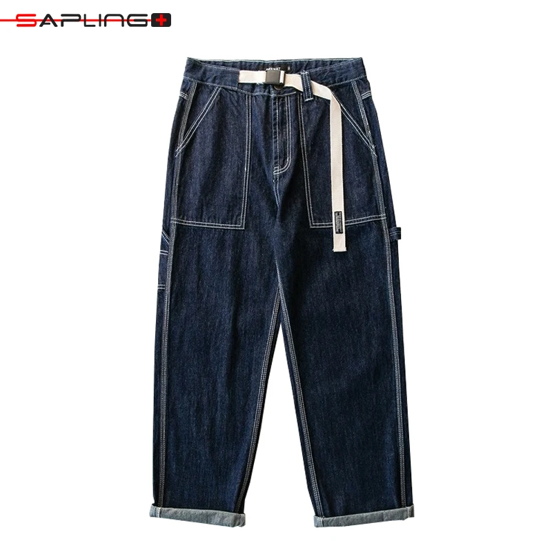 

New Men Straight Jeans Outdoor Climbing Trekking Labor Cargo Pant Male Jean Japan Style Harajuku Loose Casual Men Denim Trousers