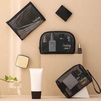 portable mesh transparent cosmetic bag makeup case women travel zipper make up organizer wash toiletry beauty storage bag pouch