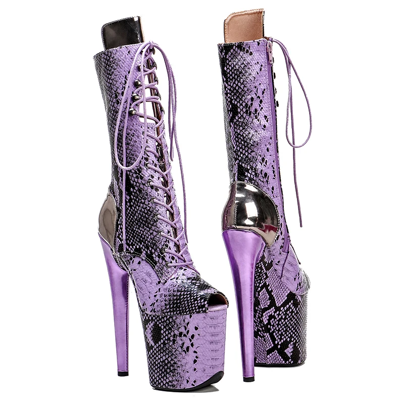 Leecabe 20CM/8Inch Snake  upper  lady fashion  boots   for  party  Platform  High Heels Pole Dance boot