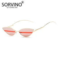 sorvino retro metal bicolor triangle cat eye sunglasses women men brand designer mirror small cateye sun glasses shades eyewear