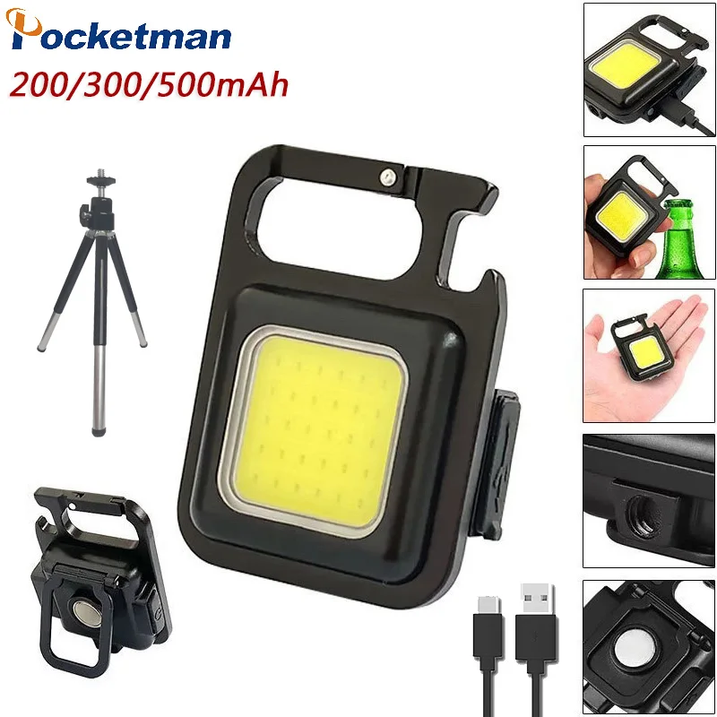 

Multifunctional Mini COB Keychain Light USB Charging Emergency Lamps Strong Magnetic Repair Outdoor Camping Portable Work Light
