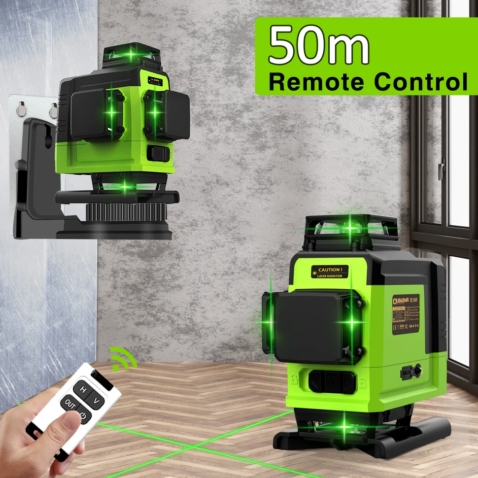 Самонивелирующийся зеленый лазерный уровень CLUBIONA 4D 16 линий 360 мАч