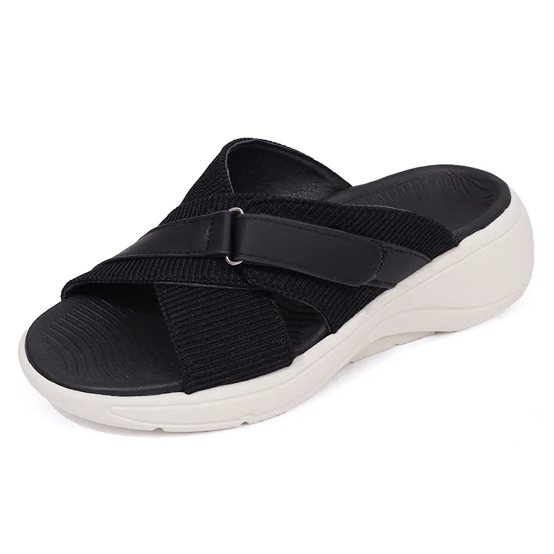 Сланцы женские на толстой танкетке брендовые Модные прочные легкие танкетки с