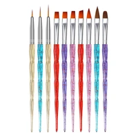 10 pcsset colorful acrylic nail drawing pen for manicure fashion nylon nails brush tools for diy art decoration