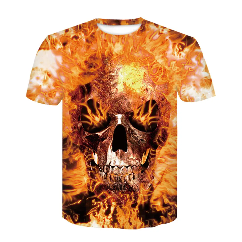 

2022New Men's Fashion Skull T-shirt Brand Punk Style Yellow Skull 3Dt- Shirt Men's Top Hip Hop 3D Print Skull