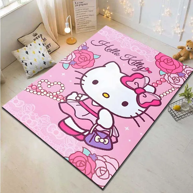 Sanrio Hello Kitty Kawaii Cat Pattern Ковер для гостиной спальни прикроватный коврик ванной