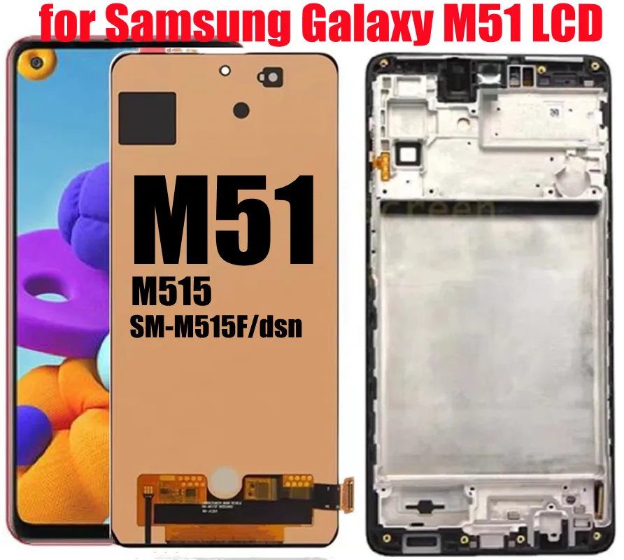 

M515 LCD for Samsung Galaxy M51 LCD SM-M515F/DSN display M515 M515F LCD screen touch sensor and digitizer