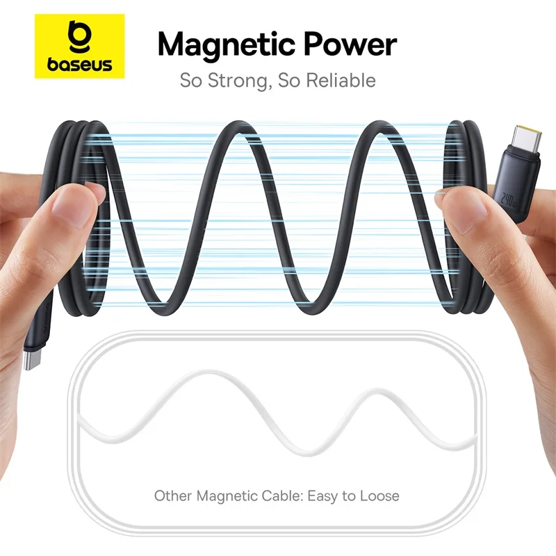 Кабель Baseus Picogo 240 Вт USB C для iPhone 16 15 магнитный кабель быстрой зарядки Type Macbook провод