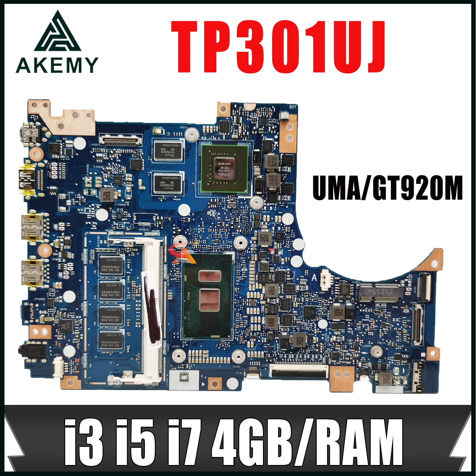 

Notebook Mainboard For ASUS Vivobook Flip TP301UJ TP301UA TP301U Q303UA Laptop Motherboard i3 i5 i7 4GB/RAM UMA/GT920M