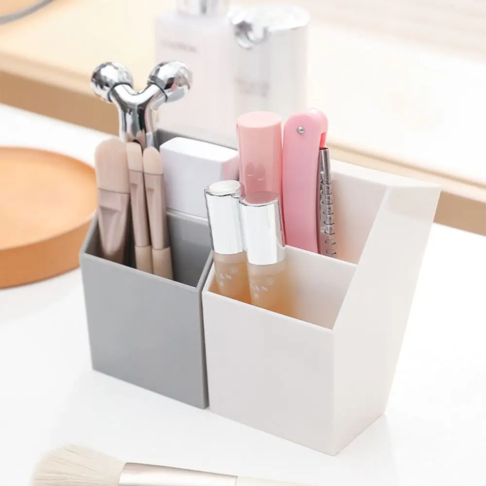 

Large-capacity Desktop Pen Holder Multifunctional Korean Stationery Organizer Plastic Double Layer Makeup Brush Storage Box