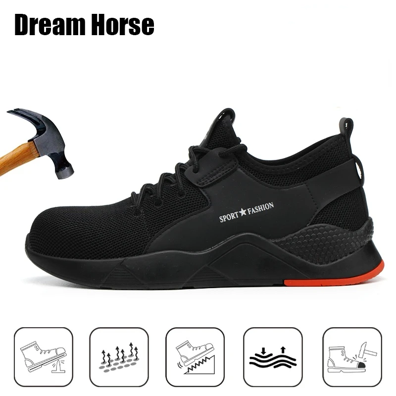 

Men's Flying Woven Indestructible Safety Shoes Anti-smashing Anti-puncture Work Shoes Men's Breathable Steel Toe Shoes