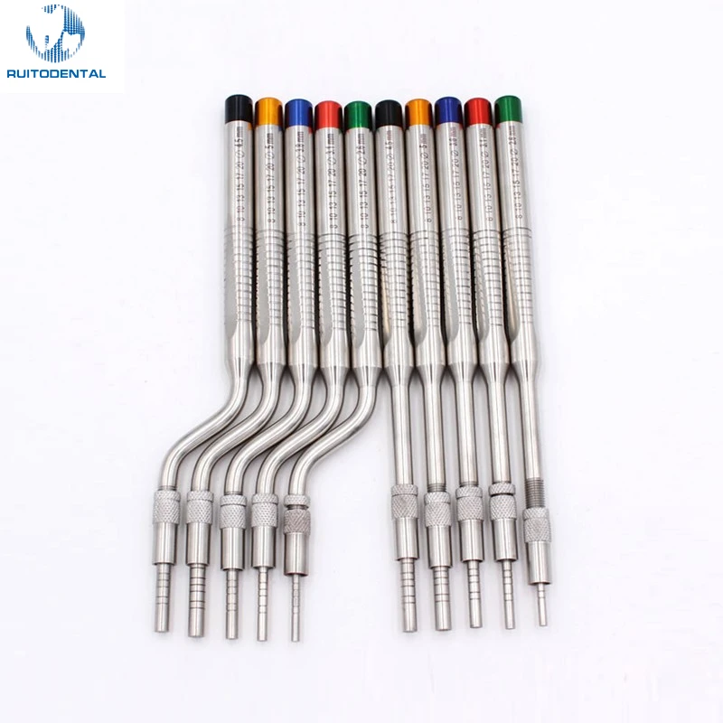 

Dental Implant Osteotome Instruments Concave Tips Maxillary Sinus Elevator Tool With Tray Implant Bone Extruder