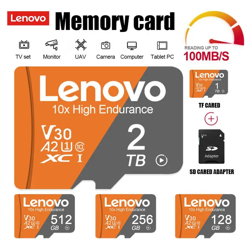 

Lenovo 2TB V30 Micro TF SD Card UHS-I 1TB 512GB 256GB Class10 Flash Memory Card 128GB For Kodak Nintendo Switch Games Give Gift