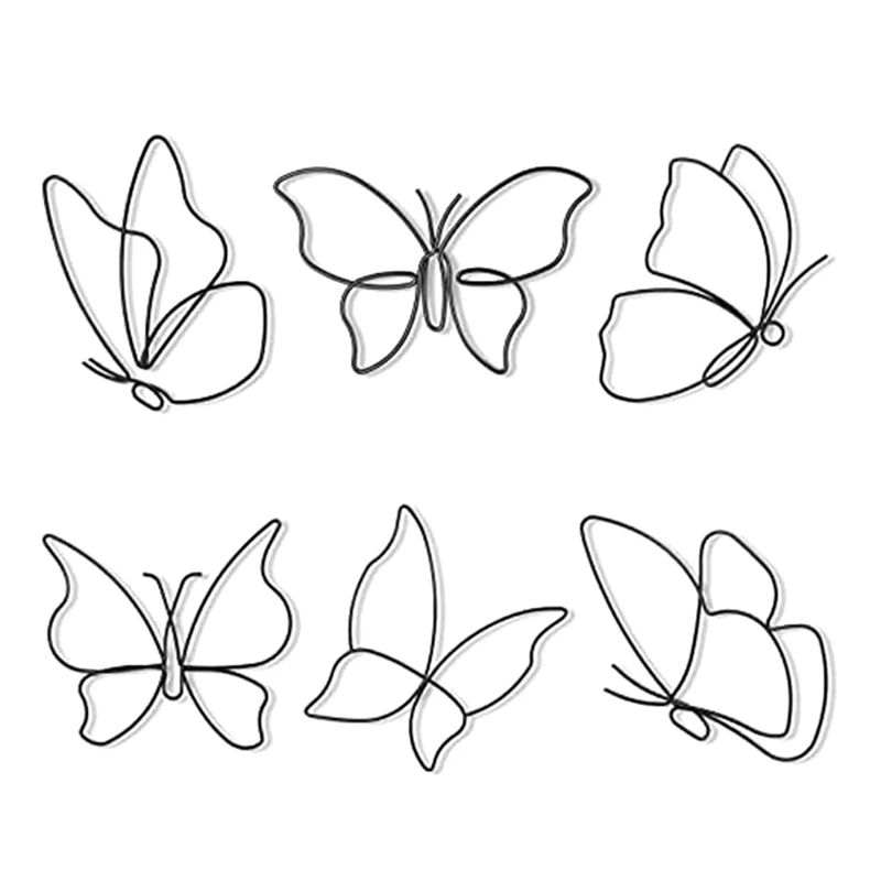 

6PCS Metal Butterfly Wall Hanging Decor, Decorations Decals Art For Indoor Outdoor Wedding Birthday Party, 6 Styles Durable