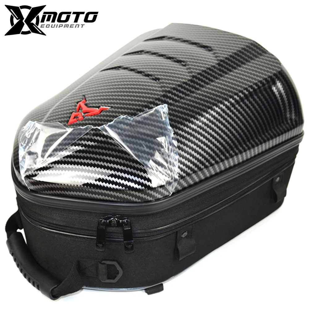Waterproof Motorcycle Tail Bag 47L Multifunction Reflective Rear Seat Bag High Capacity Motor Backpack Carbon Fiber Advenutre