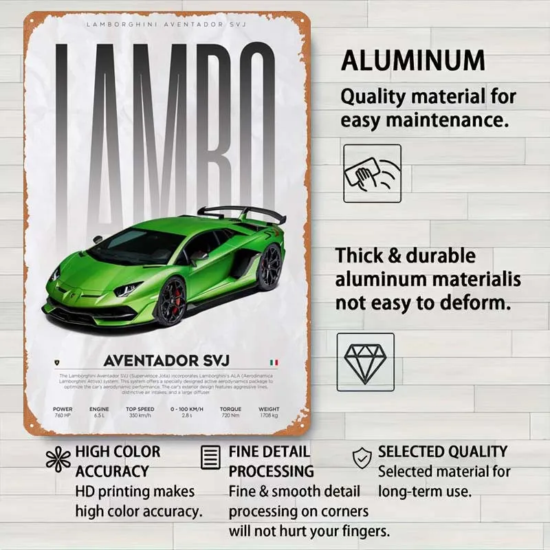Lamborghini Aventador SVJ знак автомобиль металлический плакат декор для ванной комнаты
