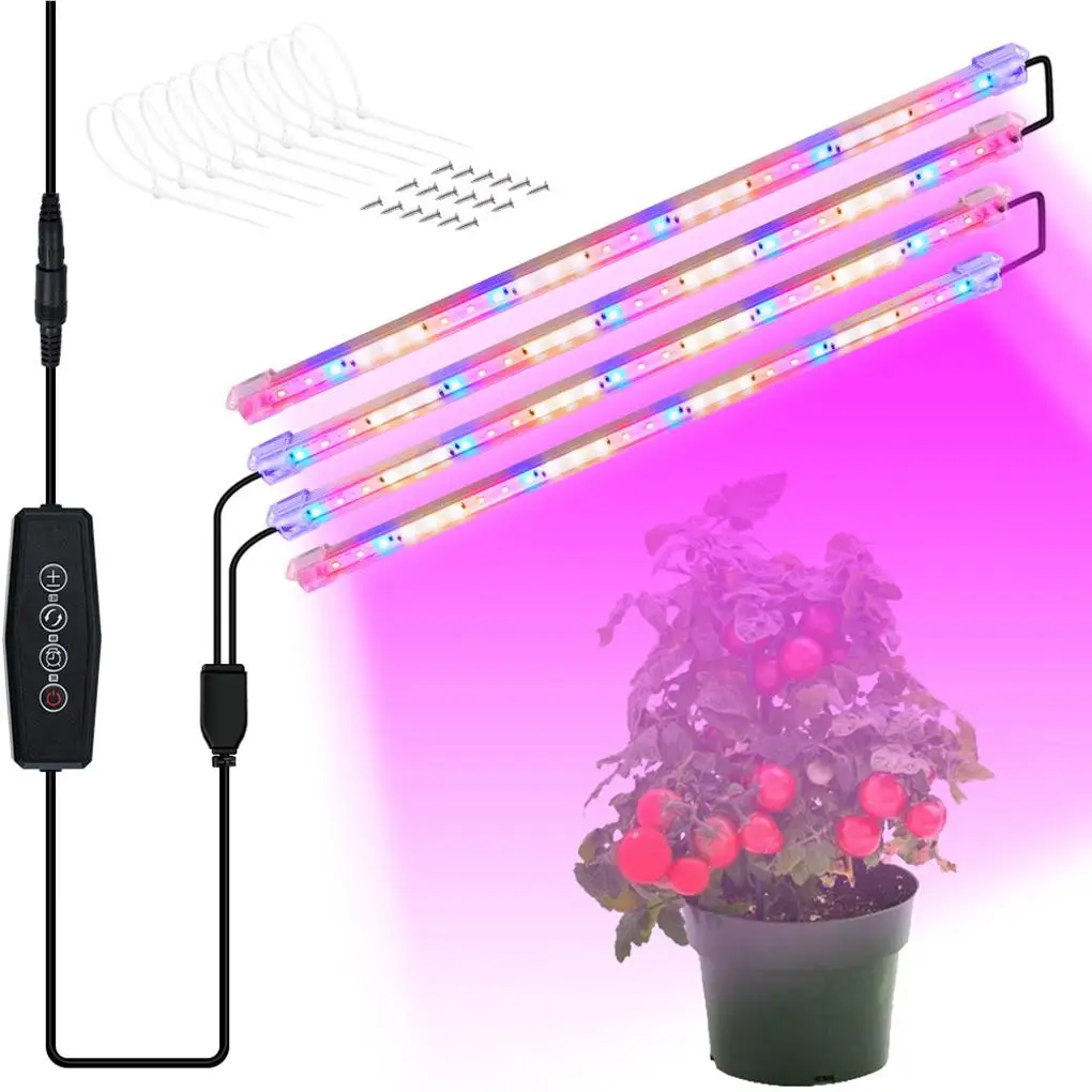 

Ламсветильник для выращивания растений с автоматическим таймером, 4 осветсветильник ных полосы, 6 уровней яркости, для семян, цветов, фрукто...