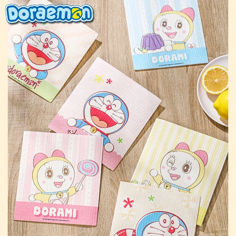 Новая хлопковая тряпка для мытья посуды Doraemon с рисунком утолщенная