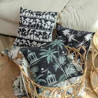 tropical leaves cushion cover rainforest style plant pillowcase 45%c3%9745cm linen tassels sofa throw pillow case for home decorative