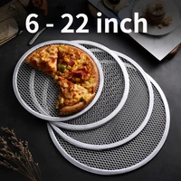 non stick pizza screen pan baking tray metal net new seamless aluminum bbq bakeware kitchen tools pizza 6 22inch