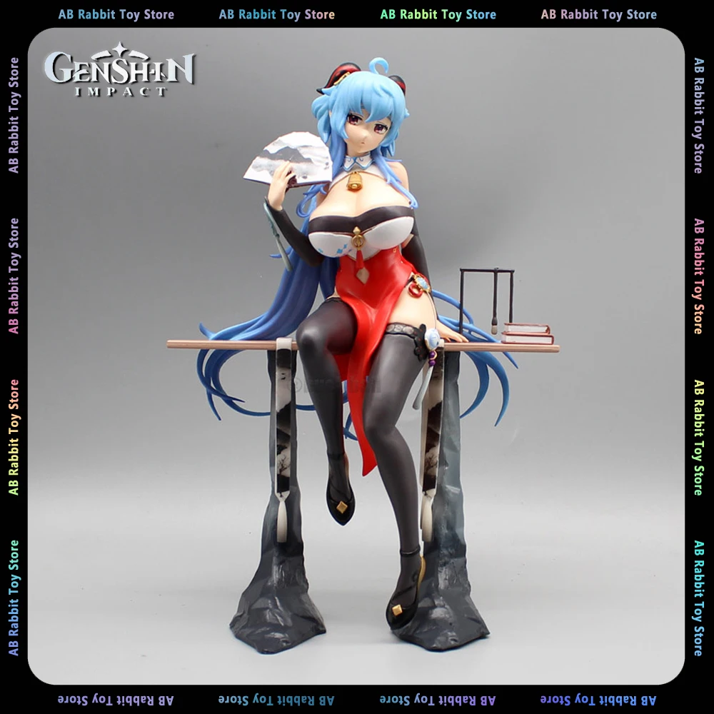 

Фигурка аниме Genshin Impact, 25 см, Ganyu, фигурка чонсам, сексуальная девушка, модель детской куклы, коллекционный подарок, настольное украшение