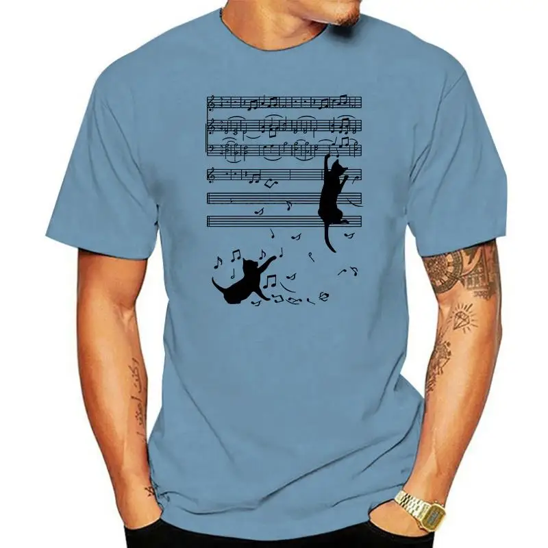 

Cats Playing With Staff Music Notes White T Shirt