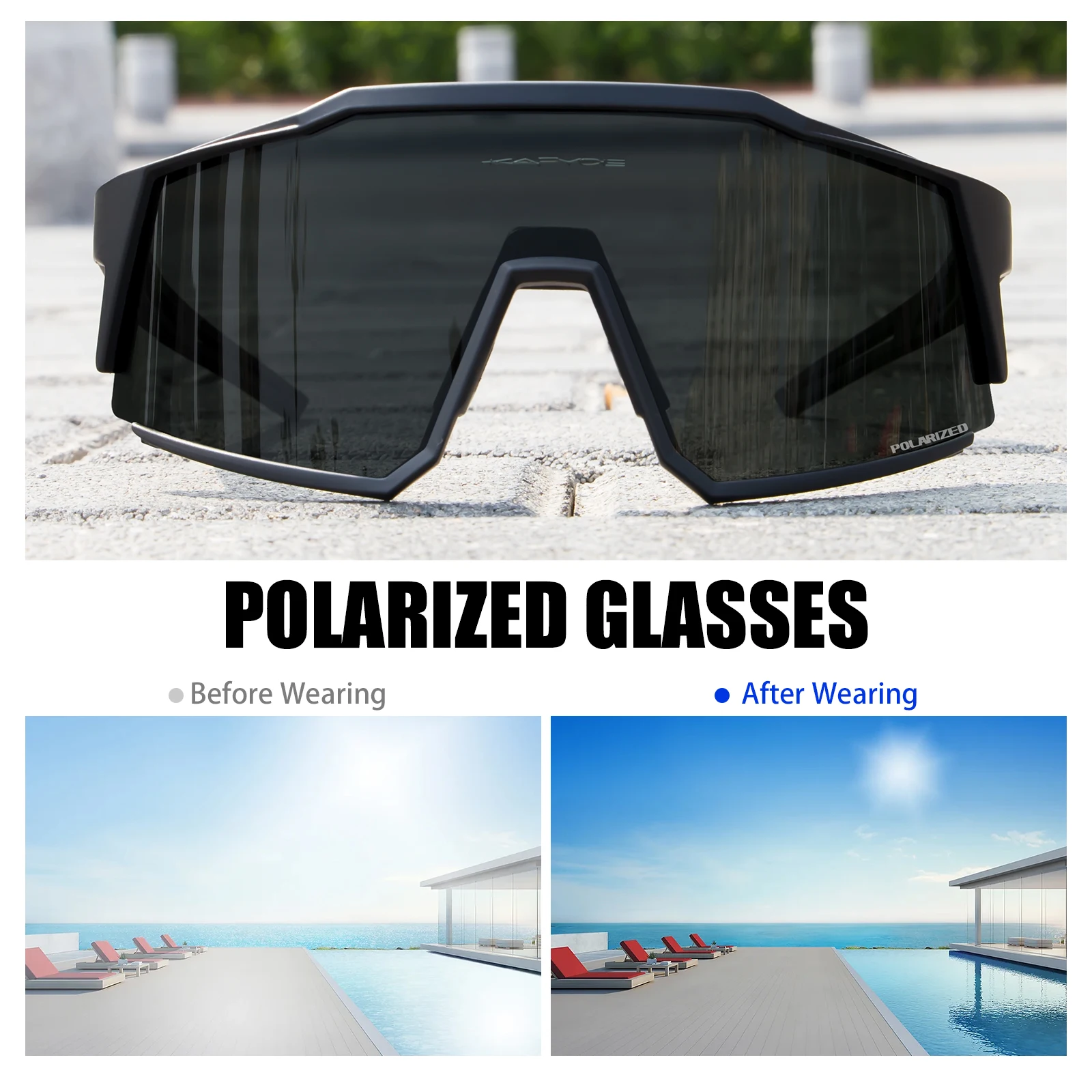 Солнцезащитные очки Kapvoe поляризационные UV400 для езды на велосипеде спорта