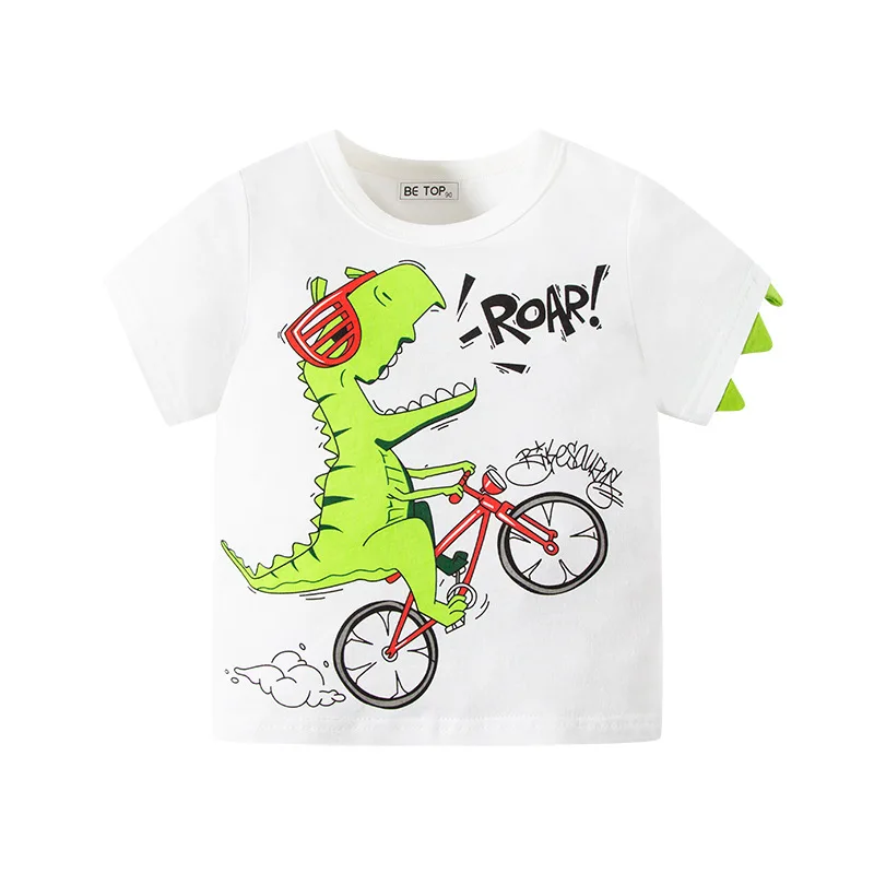 

Новинка лета 2022, Детские футболки, детские футболки с мультипликационным динозавром, топ для мальчиков и девочек, одежда для маленьких маль...