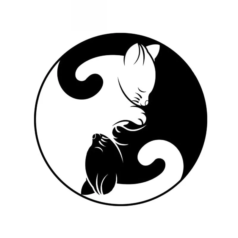 

Car Stickers Yin Yang Cat Cute Animal PVC Car Decoration Accessories Decals Waterproof Sunscreen Black/white,15cm*15cm