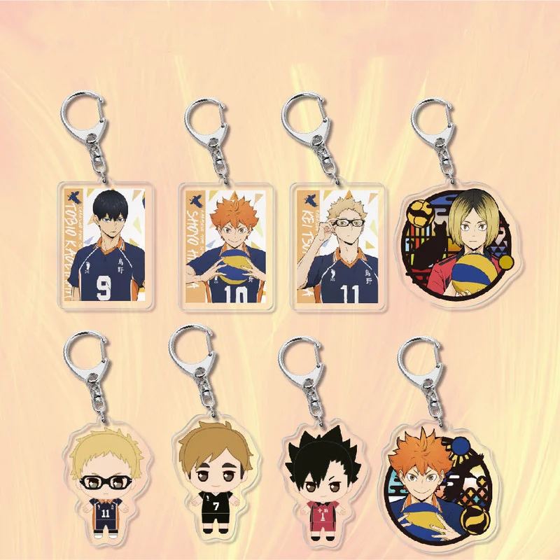 

Haikyuu Volleyball Boy Key Chain Women Anime Key Ring Cute Cartoon Acrylic Keychains Pendant Shoyo Hinata Key Holder Chaveiros