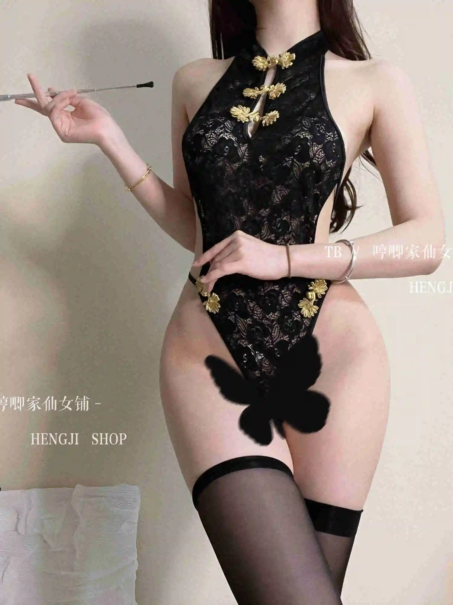 

Family Sexy Lace WOMENGAGA Cheongsam Free Hot Mesh Fashion Bow Button Exotic Korean Women Bodysuits Tops Cosplay Sweet DF89