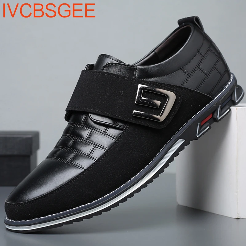 

Casual Leather Shoes Men Fashion Casual Men Breathable Business Men Leather Shoes Black High Quality Big Size